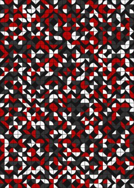 Soyut renk geometrik mozaik desen üretken hesaplama sanatı çizimi, fayans rengi parçalarının taklidi