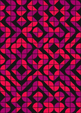 Soyut renk geometrik mozaik desen üretken hesaplama sanatı çizimi, fayans rengi parçalarının taklidi