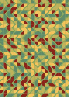 Soyut renk geometrik mozaik desen üretken hesaplama sanatı çizimi, fayans rengi parçalarının taklidi