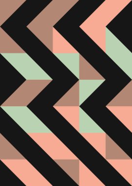 Soyut renk geometrik mozaik desen üretken hesaplama sanatı çizimi, fayans rengi parçalarının taklidi