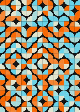 Soyut renk geometrik mozaik desen üretken hesaplama sanatı çizimi, fayans rengi parçalarının taklidi