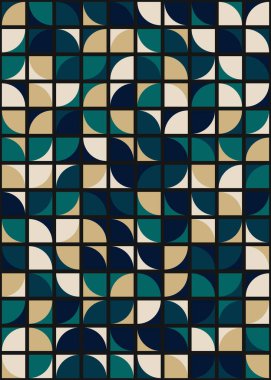 Soyut renk geometrik mozaik desen üretken hesaplama sanatı çizimi, fayans rengi parçalarının taklidi