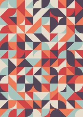 Soyut renk geometrik mozaik desen üretken hesaplama sanatı çizimi, fayans rengi parçalarının taklidi