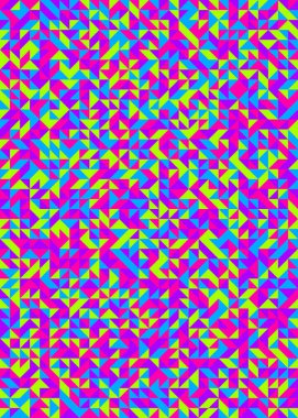 Soyut renk geometrik mozaik desen üretken hesaplama sanatı çizimi, fayans rengi parçalarının taklidi