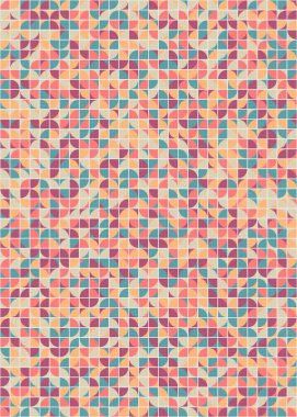 Soyut renk geometrik mozaik desen üretken hesaplama sanatı çizimi, fayans rengi parçalarının taklidi