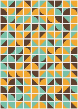 Soyut renk geometrik mozaik desen üretken hesaplama sanatı çizimi, fayans rengi parçalarının taklidi