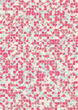 Soyut renk geometrik mozaik desen üretken hesaplama sanatı çizimi, fayans rengi parçalarının taklidi