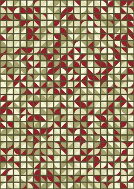 Soyut renk geometrik mozaik desen üretken hesaplama sanatı çizimi, fayans rengi parçalarının taklidi