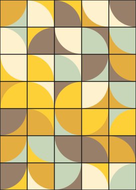 Soyut renk geometrik mozaik desen üretken hesaplama sanatı çizimi, fayans rengi parçalarının taklidi