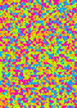 Soyut renk geometrik mozaik desen üretken hesaplama sanatı çizimi, fayans rengi parçalarının taklidi