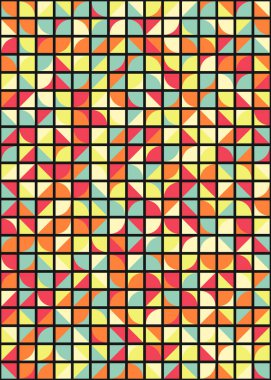 Soyut renk geometrik mozaik desen üretken hesaplama sanatı çizimi, fayans rengi parçalarının taklidi