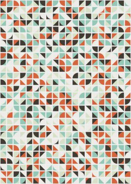 Soyut renk geometrik mozaik desen üretken hesaplama sanatı çizimi, fayans rengi parçalarının taklidi