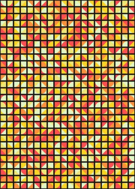 Soyut renk geometrik mozaik desen üretken hesaplama sanatı çizimi, fayans rengi parçalarının taklidi