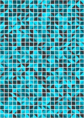 Soyut renk geometrik mozaik desen üretken hesaplama sanatı çizimi, fayans rengi parçalarının taklidi