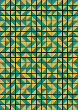 Soyut renk geometrik mozaik desen üretken hesaplama sanatı çizimi, fayans rengi parçalarının taklidi