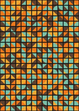 Soyut renk geometrik mozaik desen üretken hesaplama sanatı çizimi, fayans rengi parçalarının taklidi