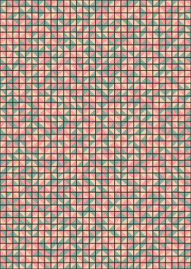 Soyut renk geometrik mozaik desen üretken hesaplama sanatı çizimi, fayans rengi parçalarının taklidi