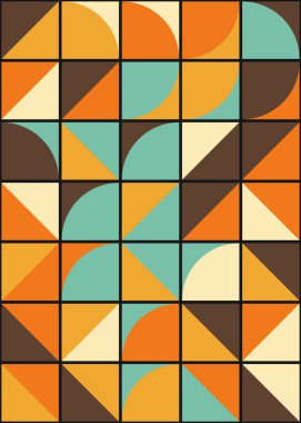 Soyut renk geometrik mozaik desen üretken hesaplama sanatı çizimi, fayans rengi parçalarının taklidi