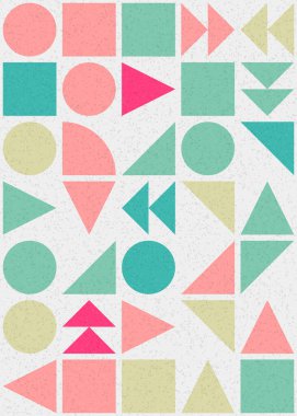 Soyut renk geometrik mozaik desen üretici hesaplama sanatı illüstrasyonu, fayans renk parçalarının taklit edilmesi