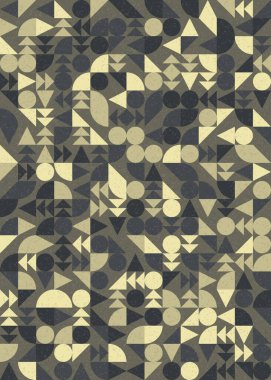 Soyut renk geometrik mozaik desen üretici hesaplama sanatı illüstrasyonu, fayans renk parçalarının taklit edilmesi