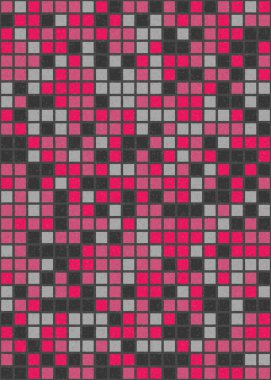 Soyut renk geometrik mozaik desen üretici hesaplama sanatı illüstrasyonu, fayans renk parçalarının taklit edilmesi