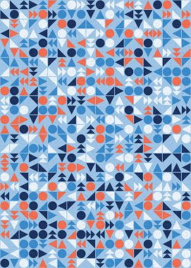 Soyut renk geometrik mozaik desen üretici hesaplama sanatı illüstrasyonu, fayans renk parçalarının taklit edilmesi