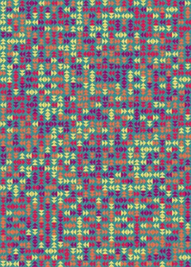 Soyut renk geometrik mozaik desen üretici hesaplama sanatı illüstrasyonu, fayans renk parçalarının taklit edilmesi