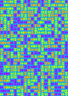 Soyut renk geometrik mozaik desen üretici hesaplama sanatı illüstrasyonu, fayans renk parçalarının taklit edilmesi