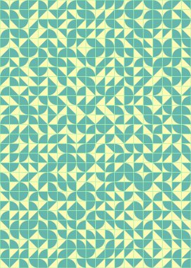 Soyut renk geometrik mozaik desen üretici hesaplama sanatı illüstrasyonu, fayans renk parçalarının taklit edilmesi