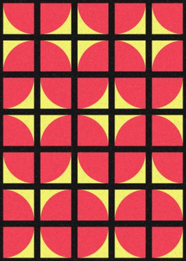 Soyut renk geometrik mozaik desen üretici hesaplama sanatı illüstrasyonu, fayans renk parçalarının taklit edilmesi