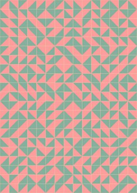 Soyut renk geometrik mozaik desen üretici hesaplama sanatı illüstrasyonu, fayans renk parçalarının taklit edilmesi