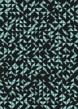 Soyut renk geometrik mozaik desen üretici hesaplama sanatı illüstrasyonu, fayans renk parçalarının taklit edilmesi