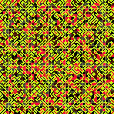 Soyut renk geometrik mozaik desen üretken hesaplama sanatı çizimi, fayans rengi parçalarının taklidi