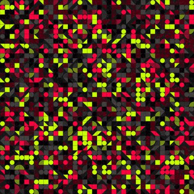 Soyut renk geometrik mozaik desen üretken hesaplama sanatı çizimi, fayans rengi parçalarının taklidi
