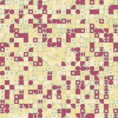 Soyut renk geometrik mozaik desen üretken hesaplama sanatı çizimi, fayans rengi parçalarının taklidi