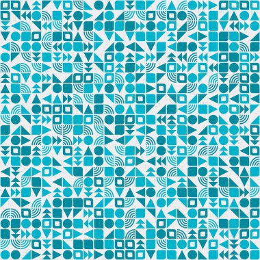 Soyut renk geometrik mozaik desen üretken hesaplama sanatı çizimi, fayans rengi parçalarının taklidi