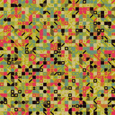 Soyut Geometrik Desen, üretken hesaplama sanatı çizimi 