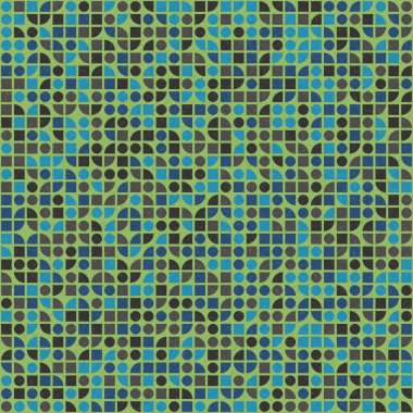 Soyut renk geometrik mozaik desen üretken hesaplama sanatı çizimi, fayans rengi parçalarının taklidi