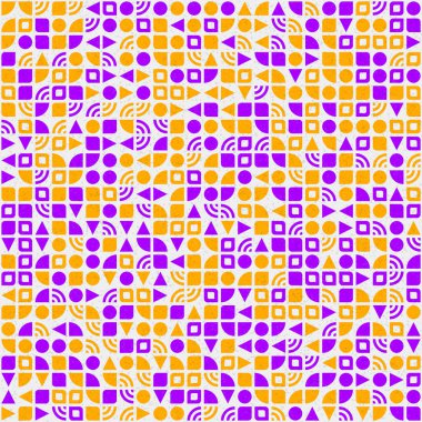 Soyut renk geometrik mozaik desen üretken hesaplama sanatı çizimi, fayans rengi parçalarının taklidi