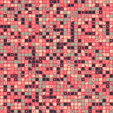Soyut renk geometrik mozaik desen üretken hesaplama sanatı çizimi, fayans rengi parçalarının taklidi