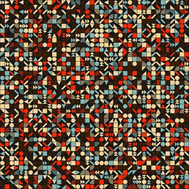 Soyut renk geometrik mozaik desen üretken hesaplama sanatı çizimi, fayans rengi parçalarının taklidi