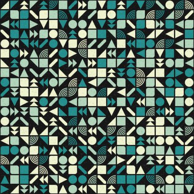 Soyut renk geometrik mozaik desen üretken hesaplama sanatı çizimi, fayans rengi parçalarının taklidi