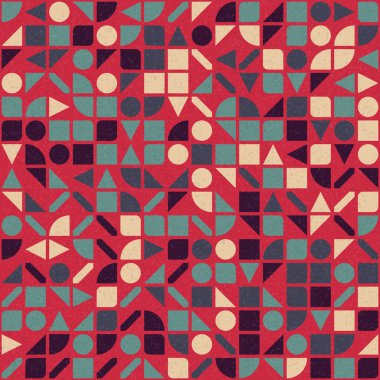 Soyut renk geometrik mozaik desen üretken hesaplama sanatı çizimi, fayans rengi parçalarının taklidi