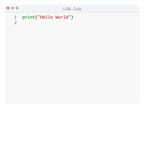 Língua Lua Amostra Programa Hello World Janela Editor — Vetor de Stock