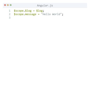 Açısal dil Merhaba Dünya programı örneği düzenleyici pencerede