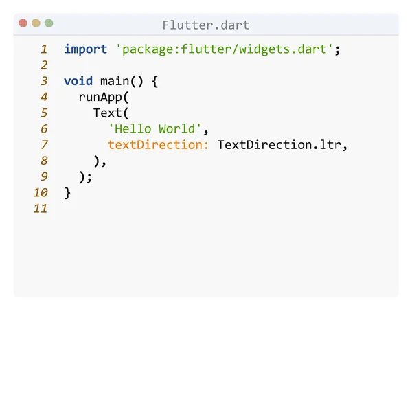 Idioma Vibração Amostra Programa Hello World Janela Editor — Vetor de Stock