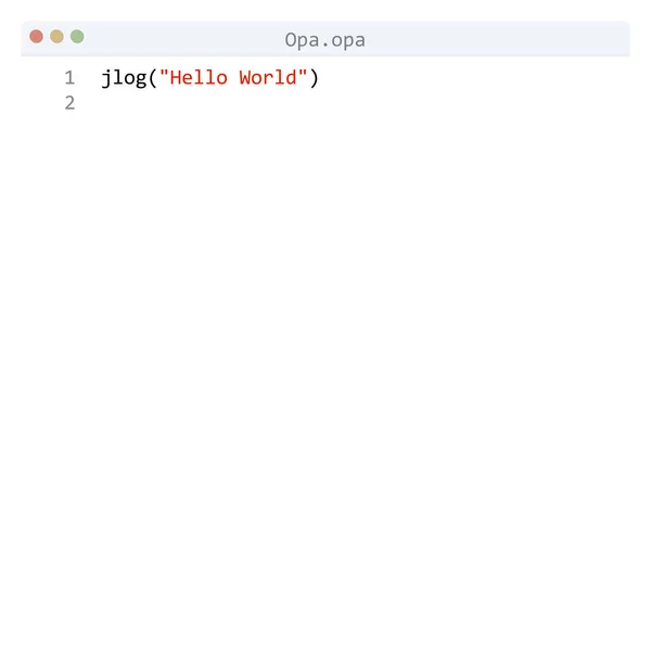 Opa Language Hello World Program Sample Editor Window — Stock Vector