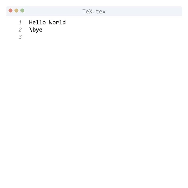 Tex Sprache Hello World Programmbeispiel Editor Fenster — Stockvektor