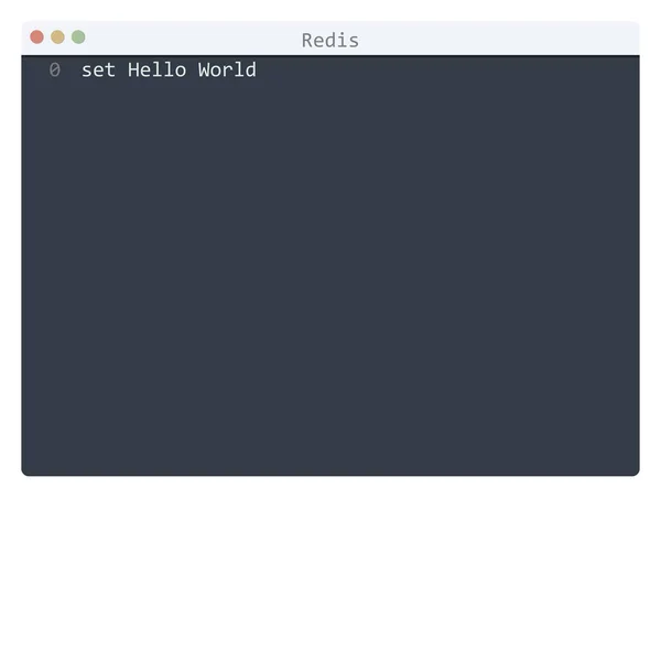 Lingua Redis Esempio Programma Hello World Nella Finestra Dell Editor — Vettoriale Stock
