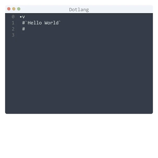 Lingua Dotlang Esempio Programma Hello World Nella Finestra Dell Editor — Vettoriale Stock